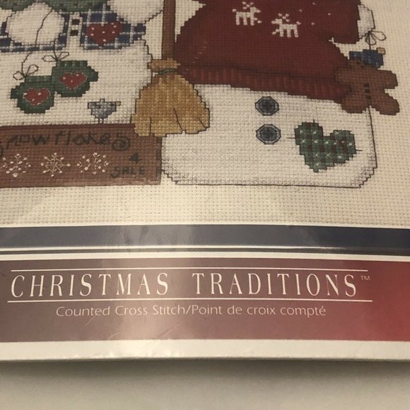 Vintage 99 Christmas Traditions Cross Stitch Kit Designs For The Needle Snowmen - Picture 2 of 12
